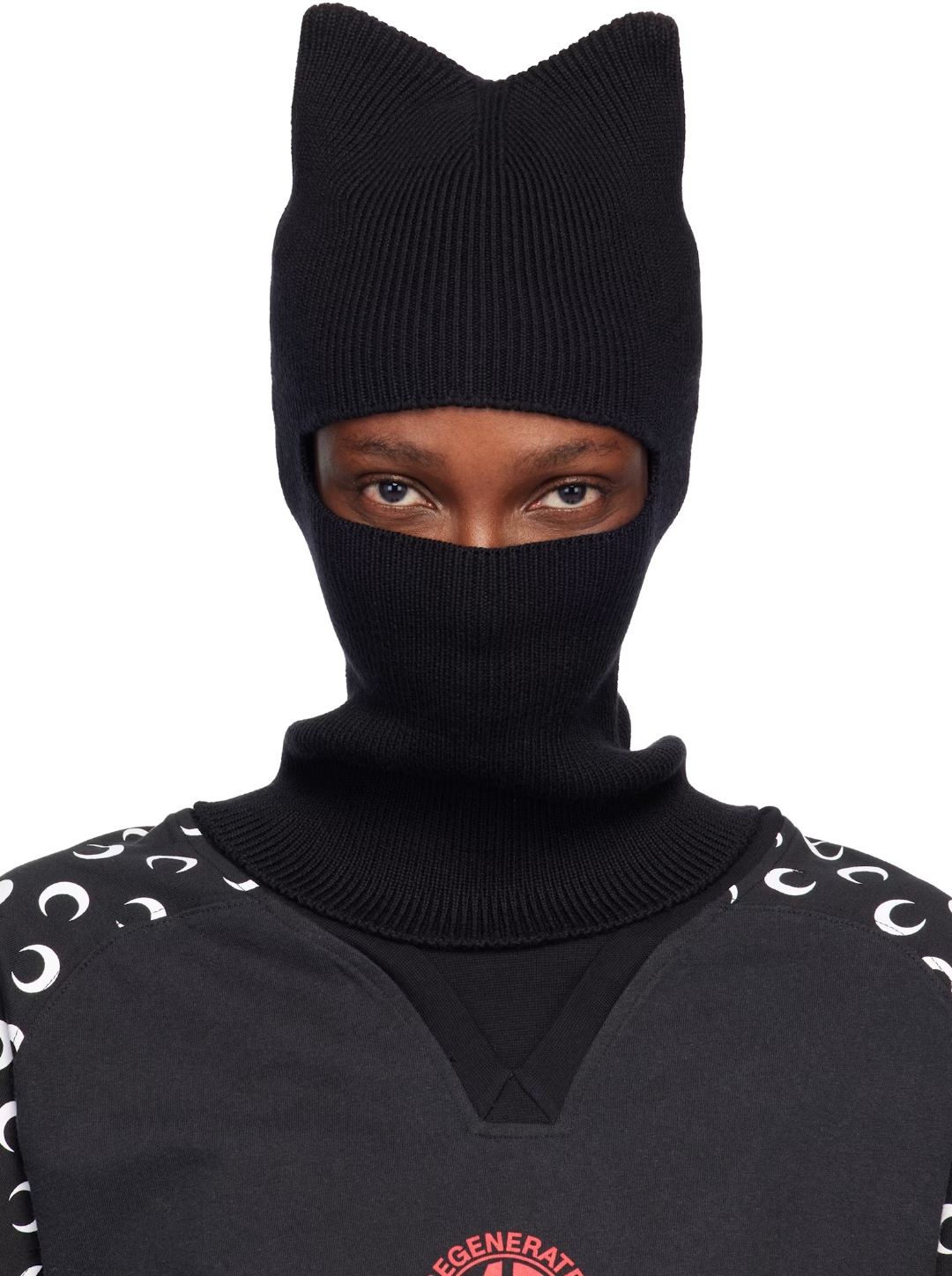 Marine Serre knit balaclava — full-cover construction